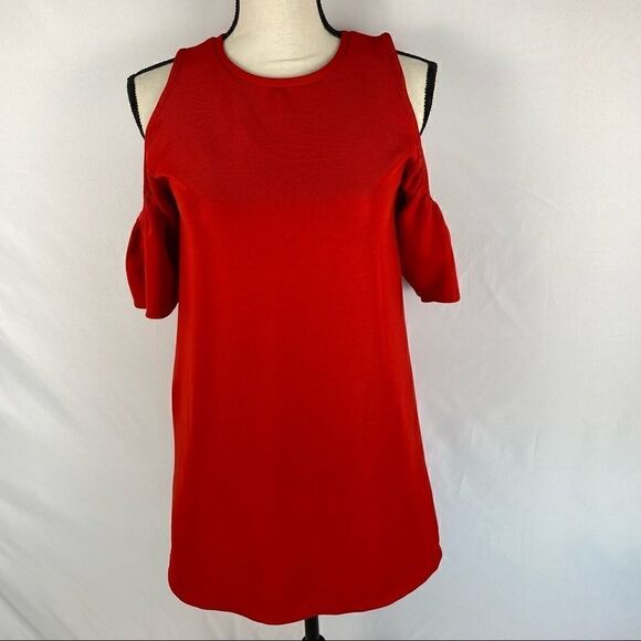 Zara Red Open Shoulder Dress - Picture 1 of 4